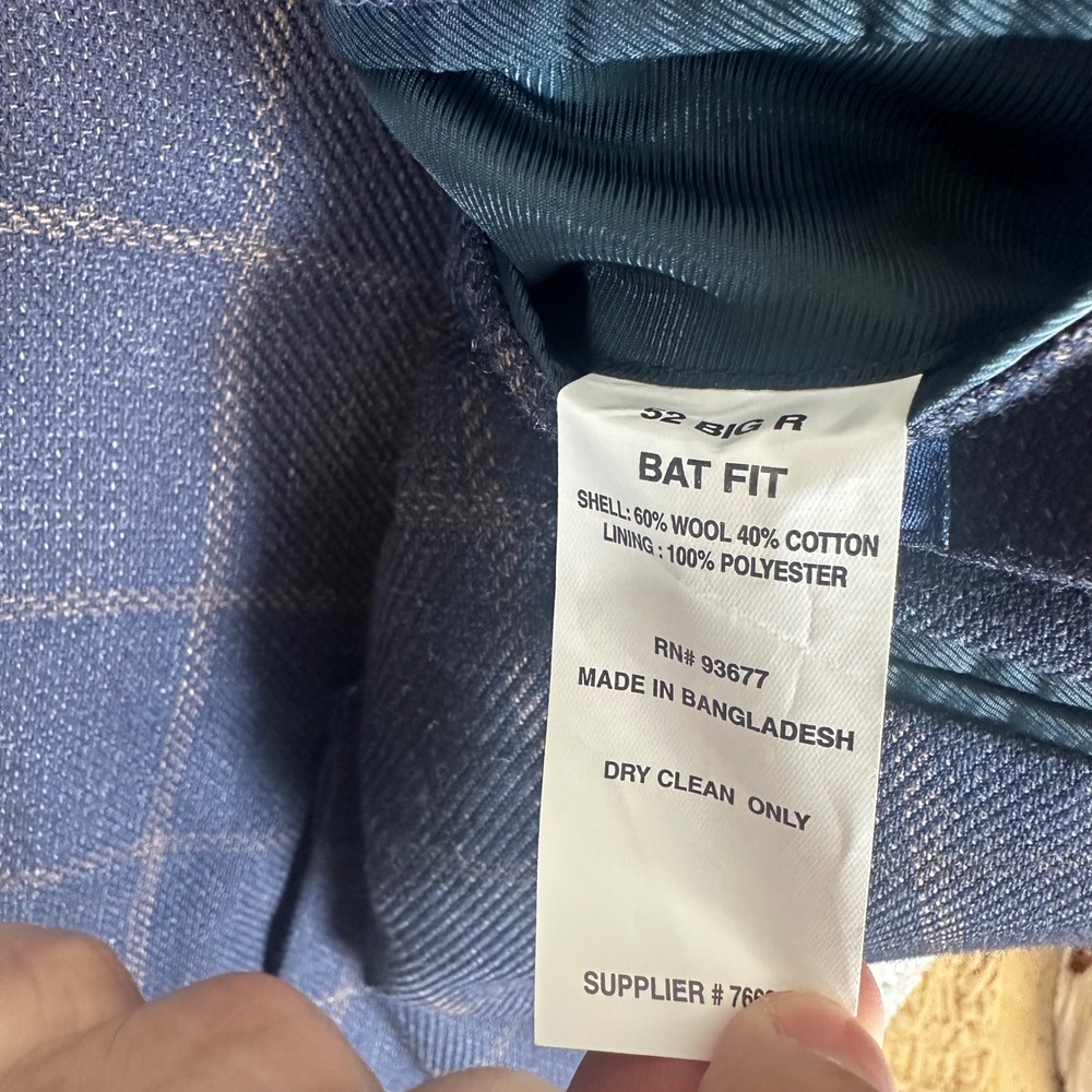 Stafford Blazer Mens 52R Navy Windowpane Wool Seasonal Sport coat Business NWT - Picture 6 of 12